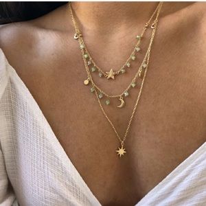 Necklace Layered Charm Moon Stars ARTISAN USA MADE